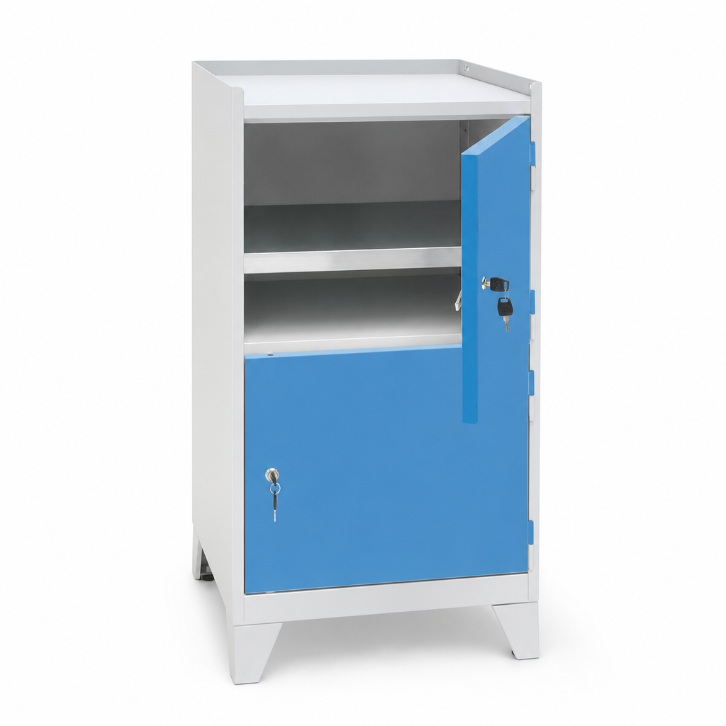 Metal Workshop Tool Storage Cabinet with 2 Doors, 4 Feet