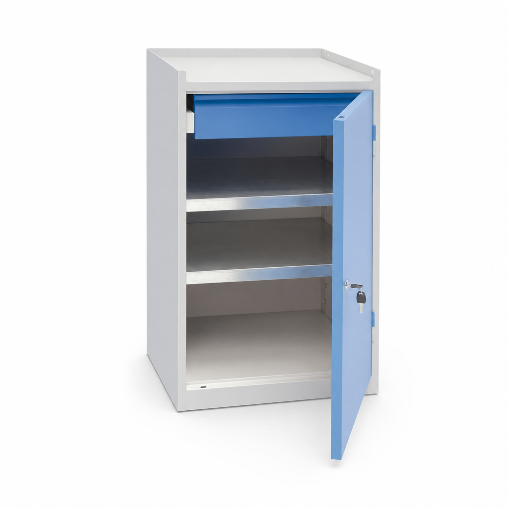 Metal Workshop Tool Storage Cabinet with Shelves and Drawer