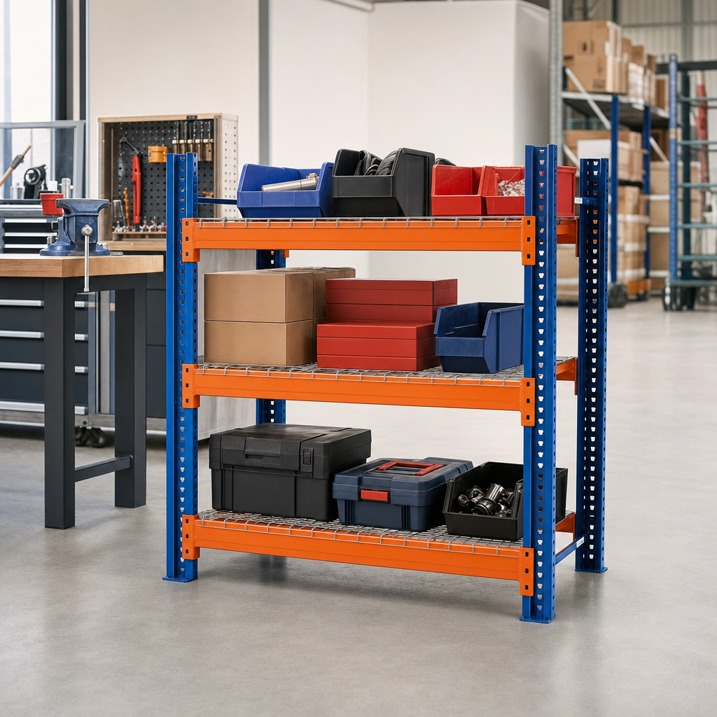 Mini Reel Rack 990h x 915w in Blue and Orange