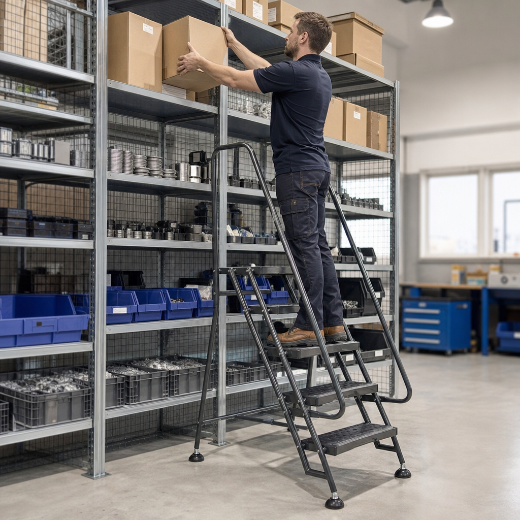Mobile Anti-Slip Warehouse Steps with Domed Feet