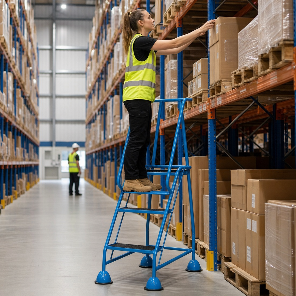 Mobile Anti-Slip Warehouse Steps with Domed Feet