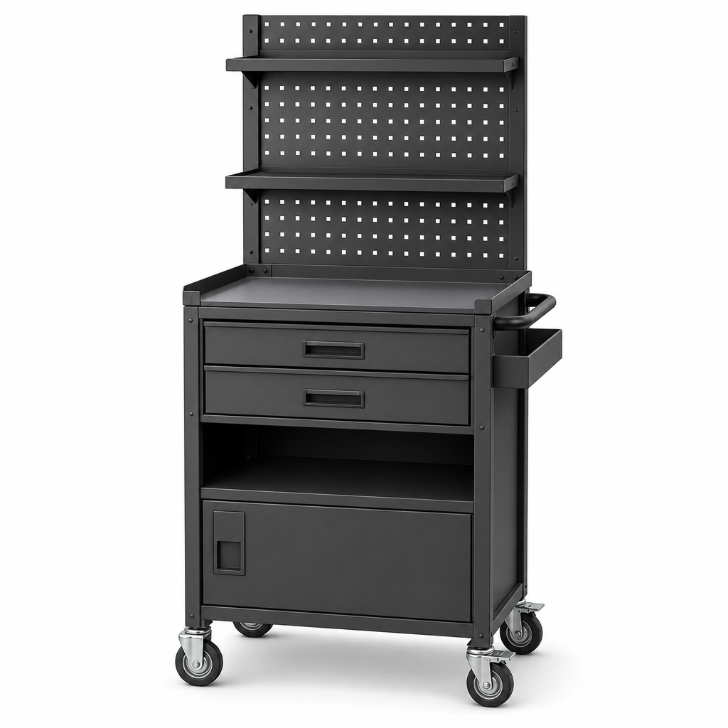 Mobile Compact Tool Station with Shelves and Storage