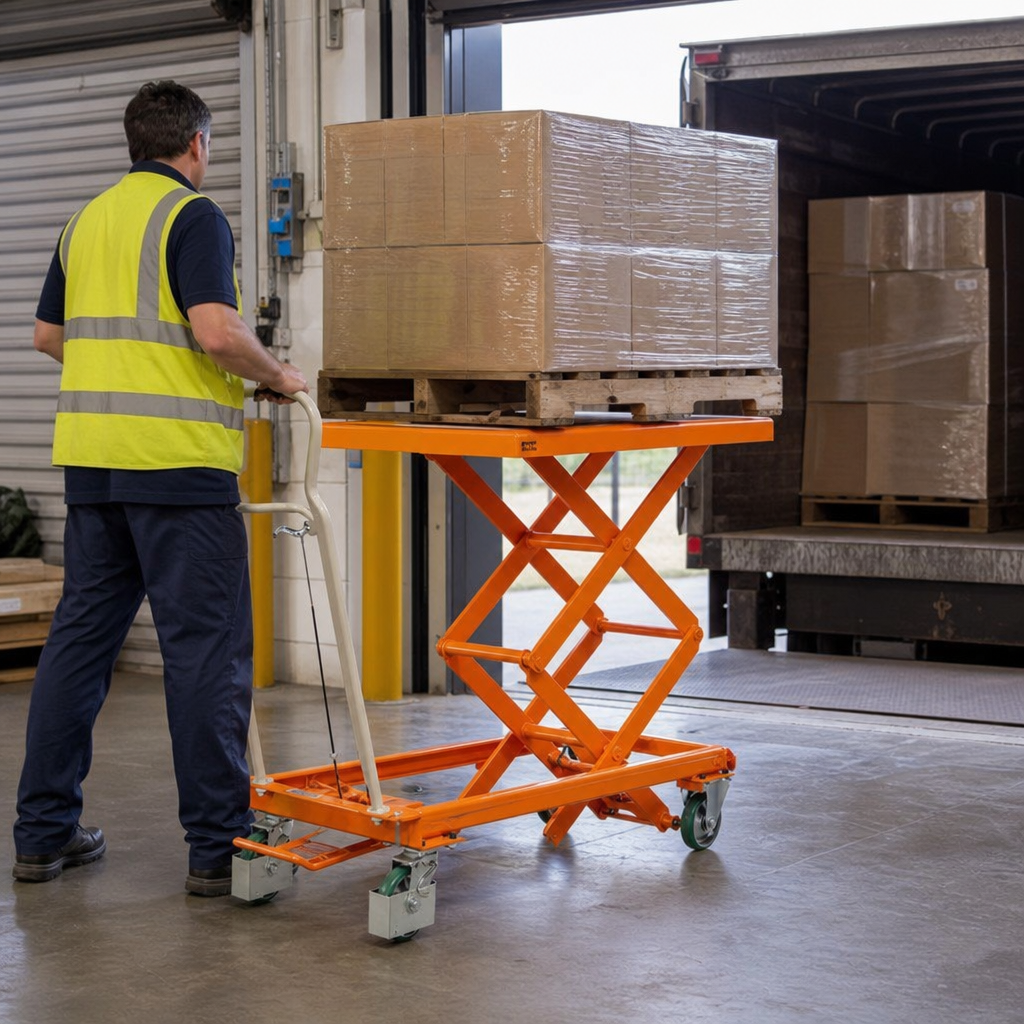 Mobile Double Scissor Lift Table 300kg Capacity