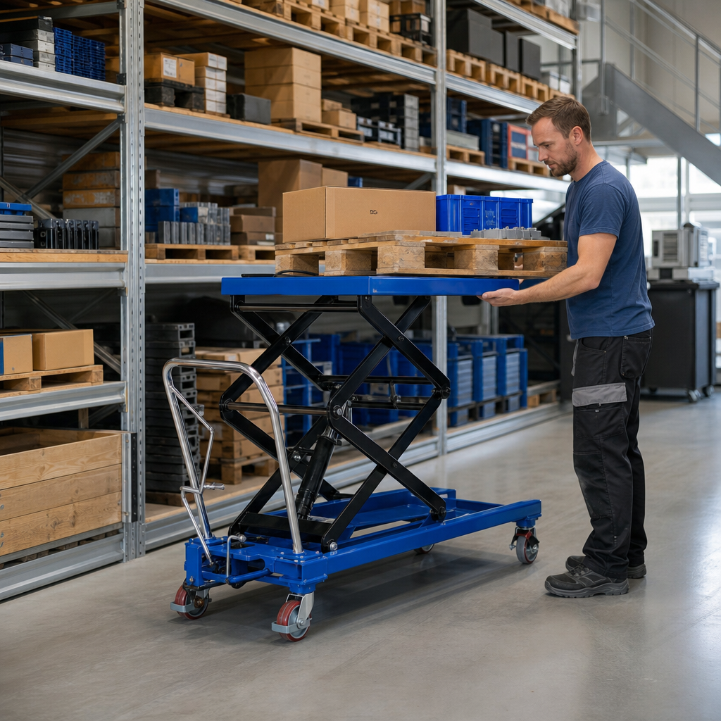 Mobile Double Scissor Lift Table 300kg Capacity
