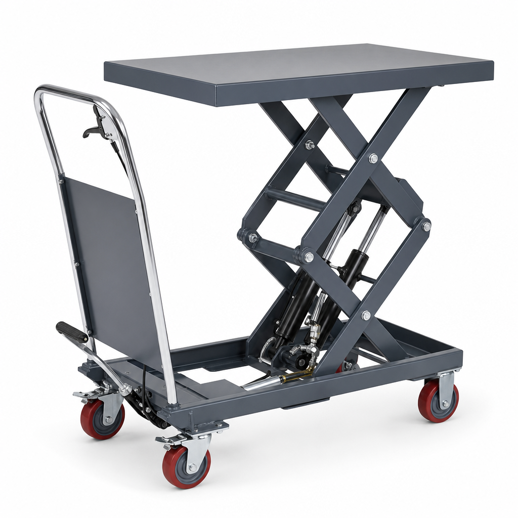 Mobile Double Scissor Lift Table 300kg Capacity