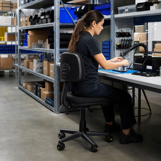 Mobile Ergonomic ESD Workshop Chair on Castors