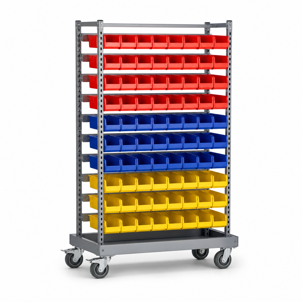 Mobile Euro Container Trolley with Small Parts Bins