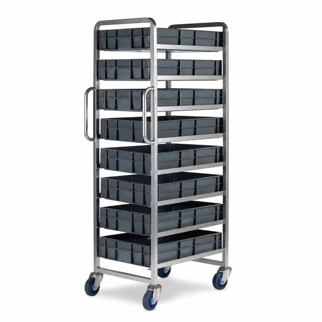 Mobile Euro Container Trolley with Small Parts Bins