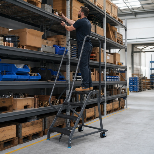 Mobile Industrial Step Ladders with Anti-Slip Treads