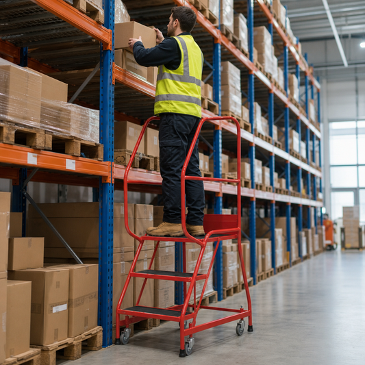 Mobile Industrial Step Ladders with Anti-Slip Treads