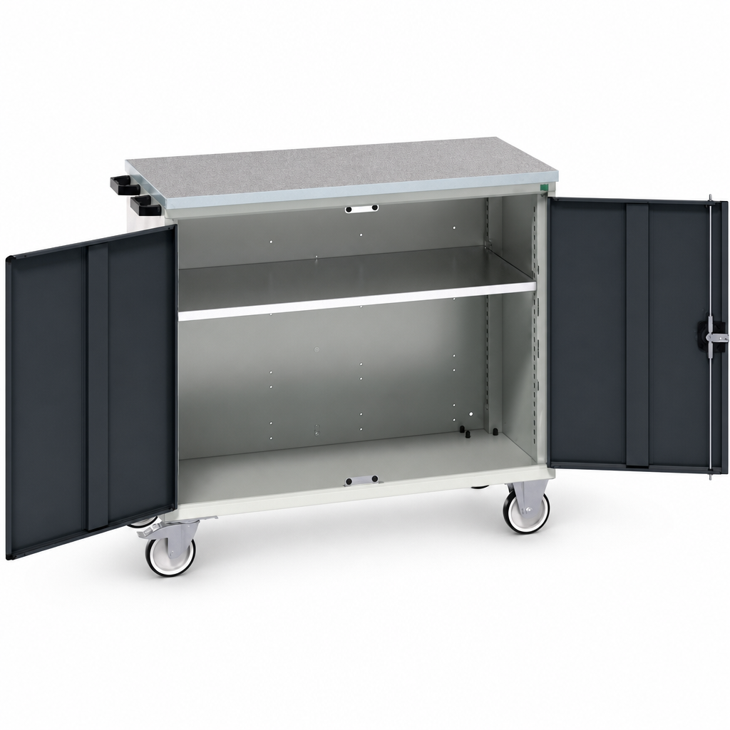 Mobile Maintenance Trolley with Cupboard and Worktop Shelf
