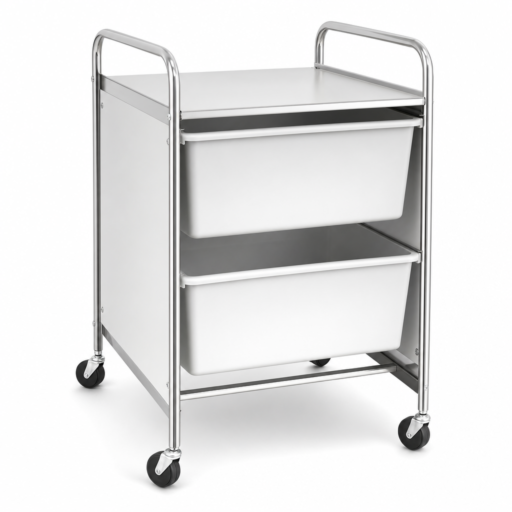 Mobile Melamine Storage Unit with 2 Jumbo Trays