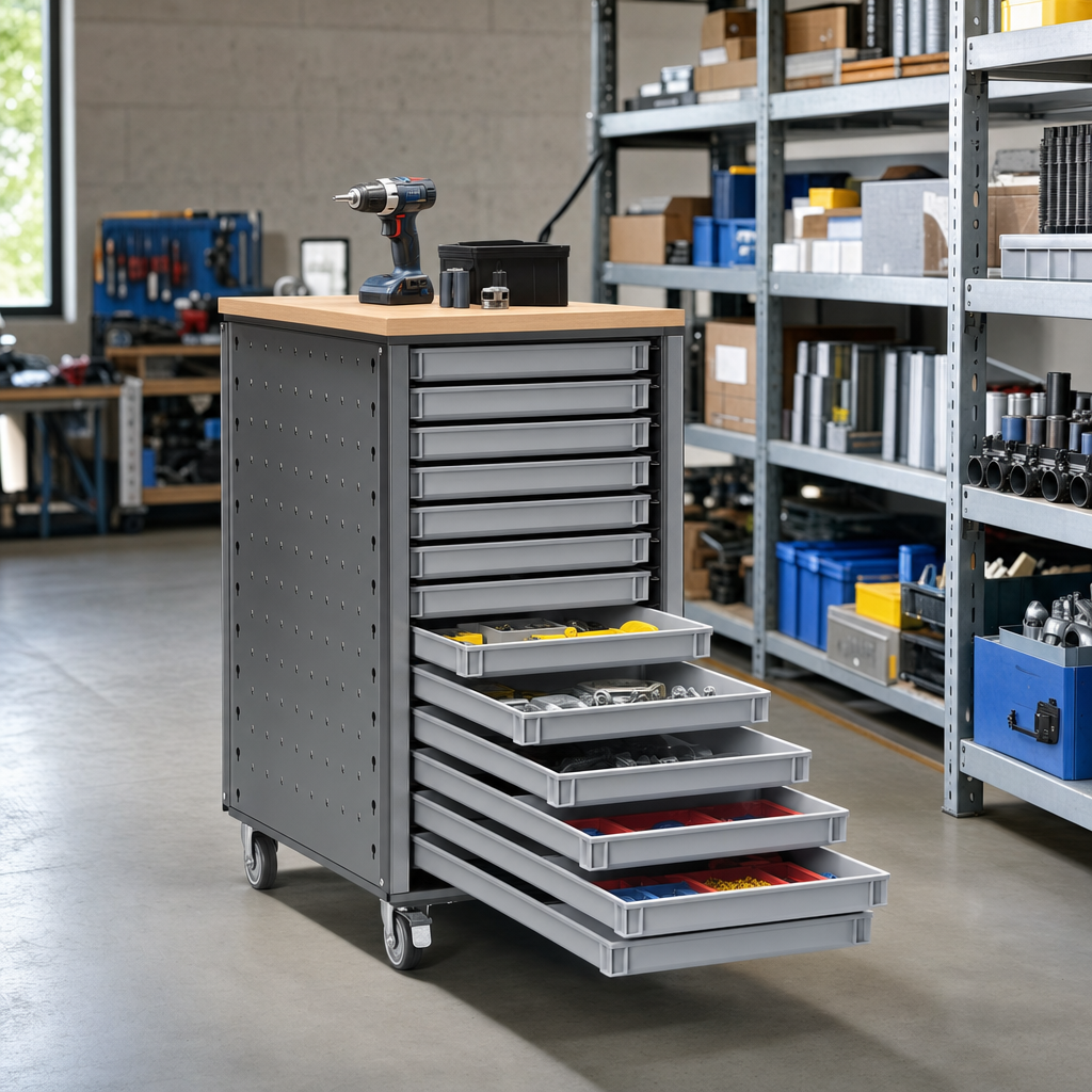 Mobile Melamine Tray Storage Unit with A3 Trays