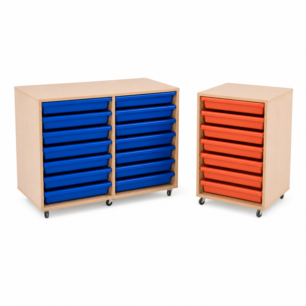 Mobile Melamine Tray Storage Unit with A3 Trays