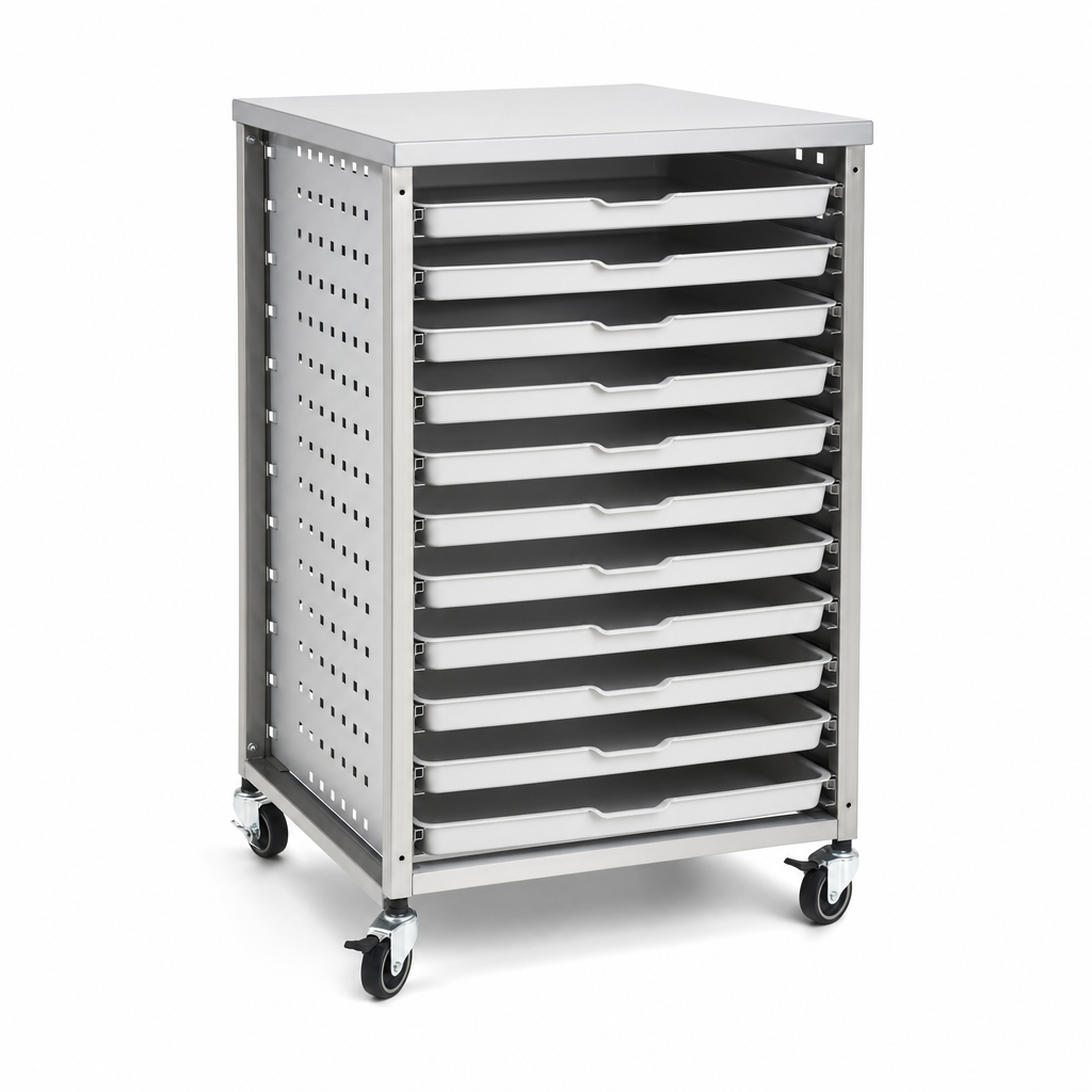 Mobile Melamine Tray Storage Unit with A3 Trays