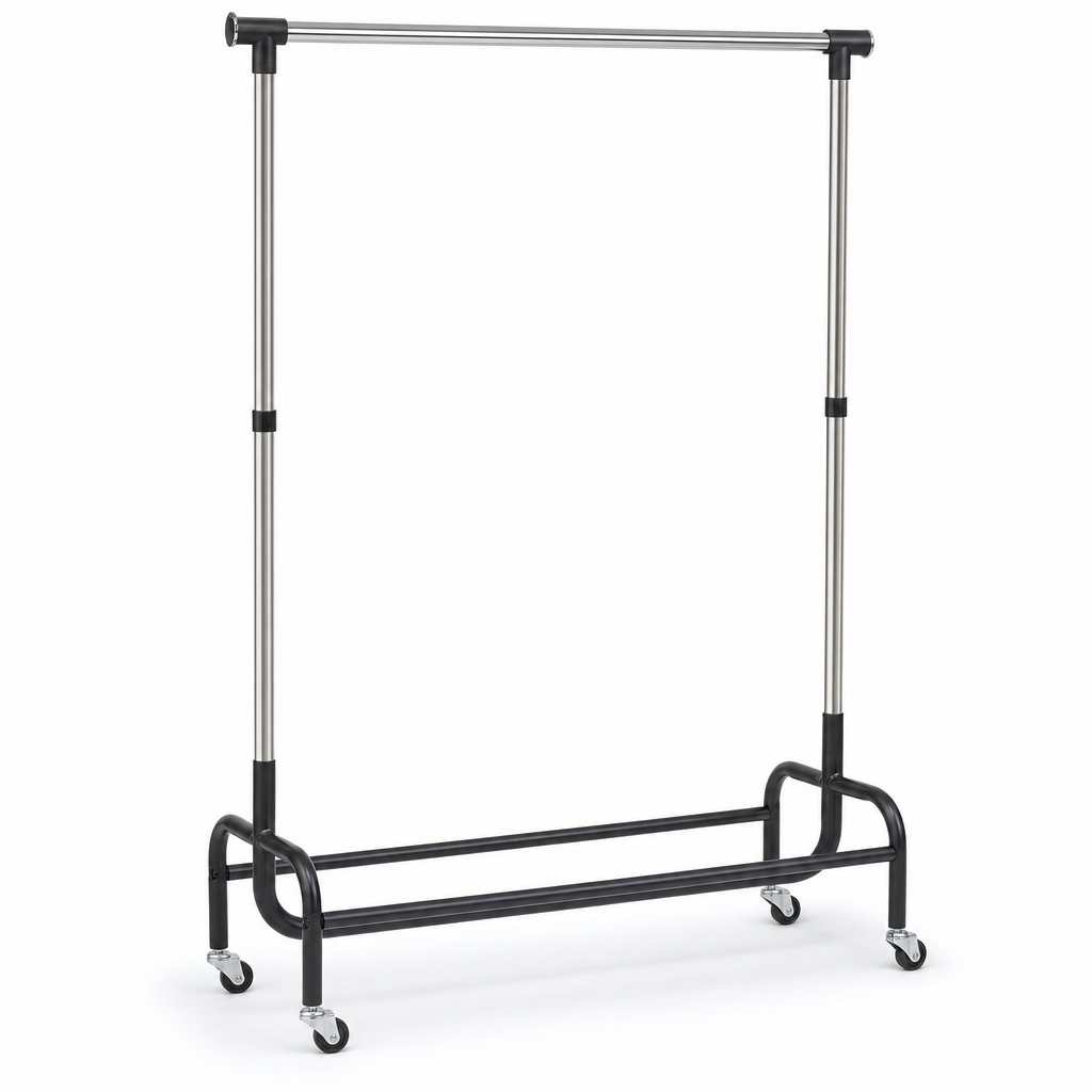 Mobile Metal Coat Rail with Hanging Garment Rack 110cm Wide