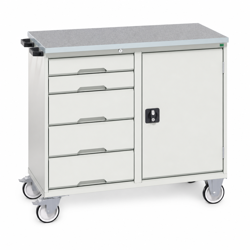 Mobile Metal Drawer and Cupboard Workstation 980 x 1050mm