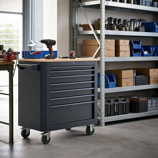 Mobile Multi Drawer Tool Storage Cabinet with Worktop 890x800x650mm