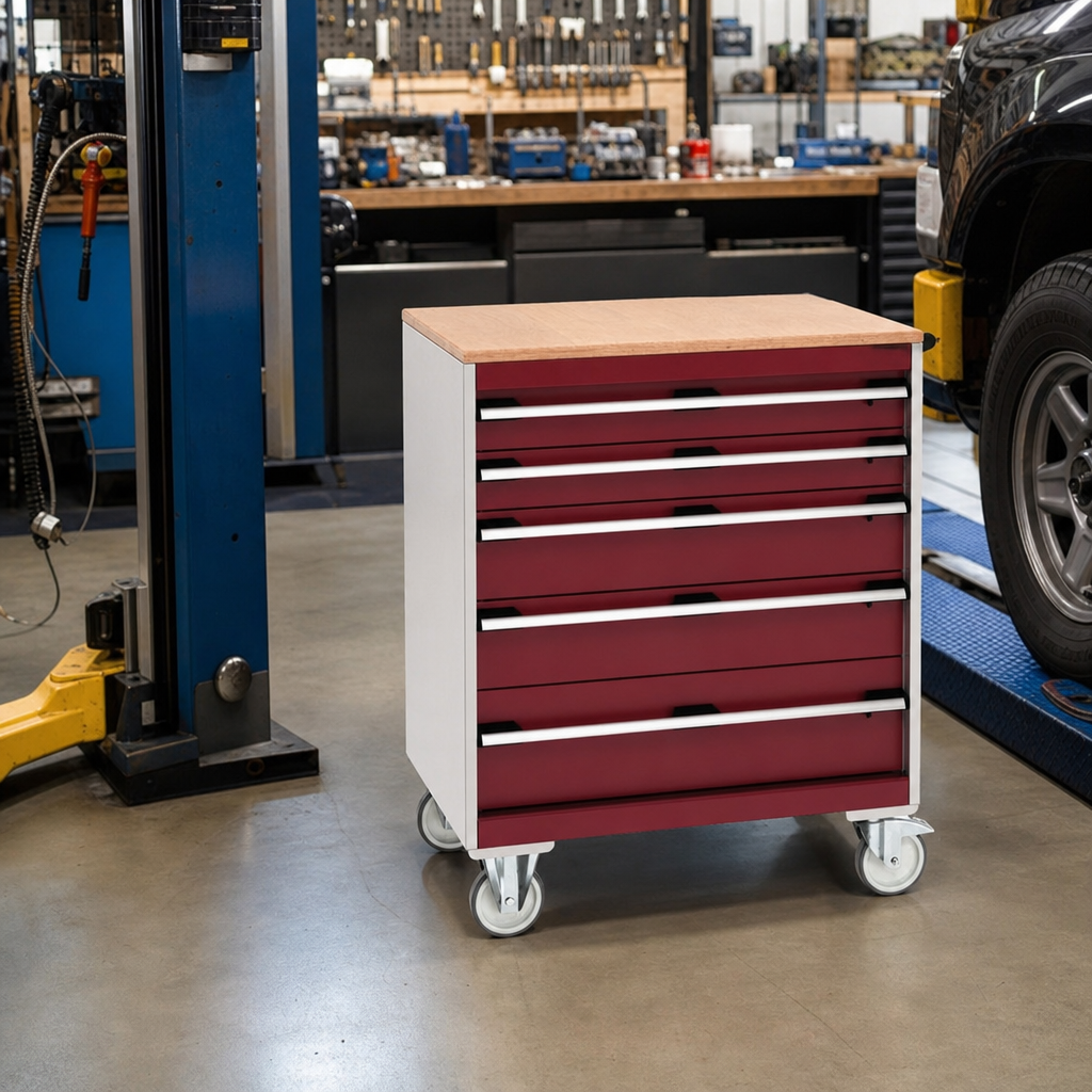 Mobile Multi Drawer Tool Storage Cabinet with Worktop 990mm