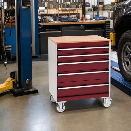 Mobile Multi Drawer Tool Storage Cabinet with Worktop 990mm