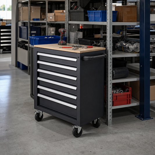 Mobile Multi Drawer Tool Storage Cabinet with Worktop 990mm