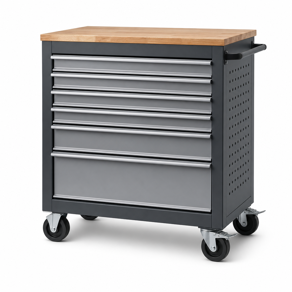 Mobile Multi Drawer Tool Storage Cabinet with Worktop 990mm