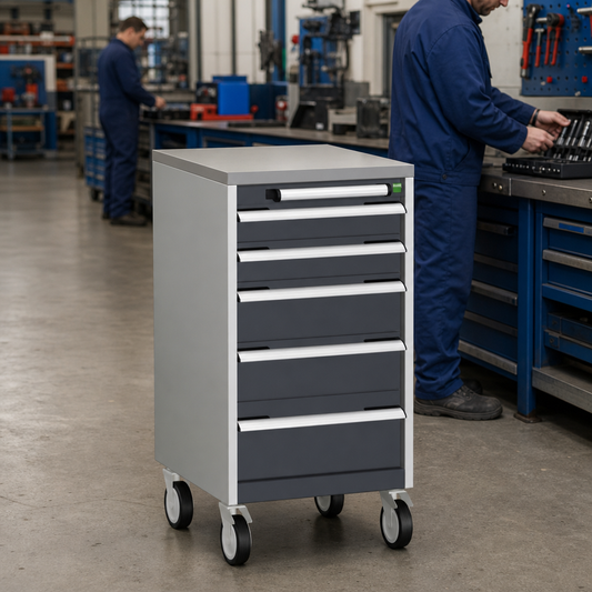 Mobile Multi Drawer Tool Storage Cabinet with Worktop