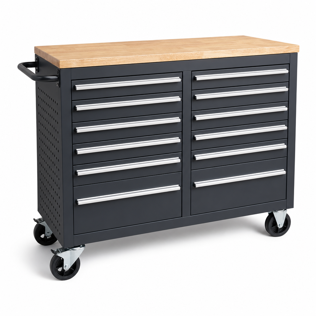 Mobile Multi Drawer Tool Storage Cabinet with Worktop