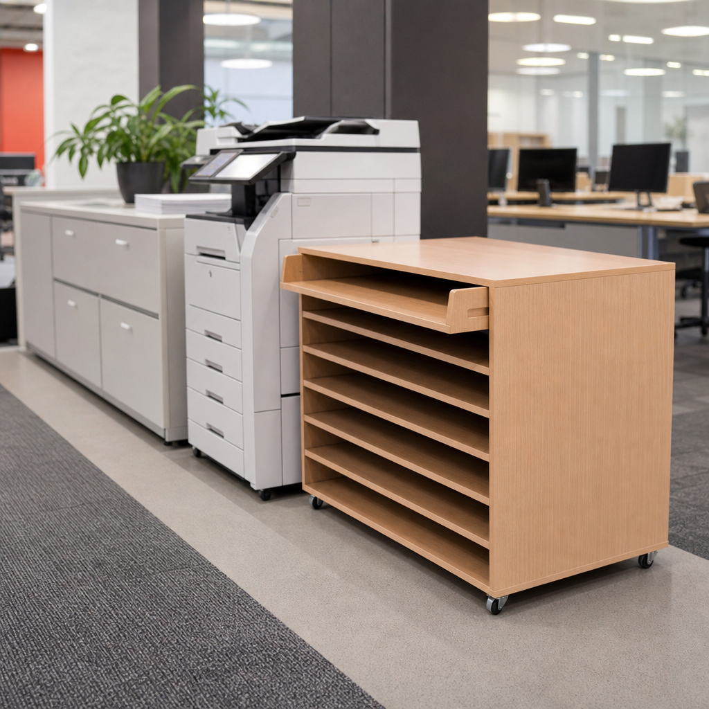 Mobile Paper Storage Unit with 6 Pull Out Drawers