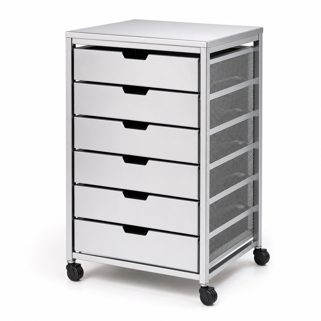 Mobile Paper Storage Unit with 6 Pull Out Drawers