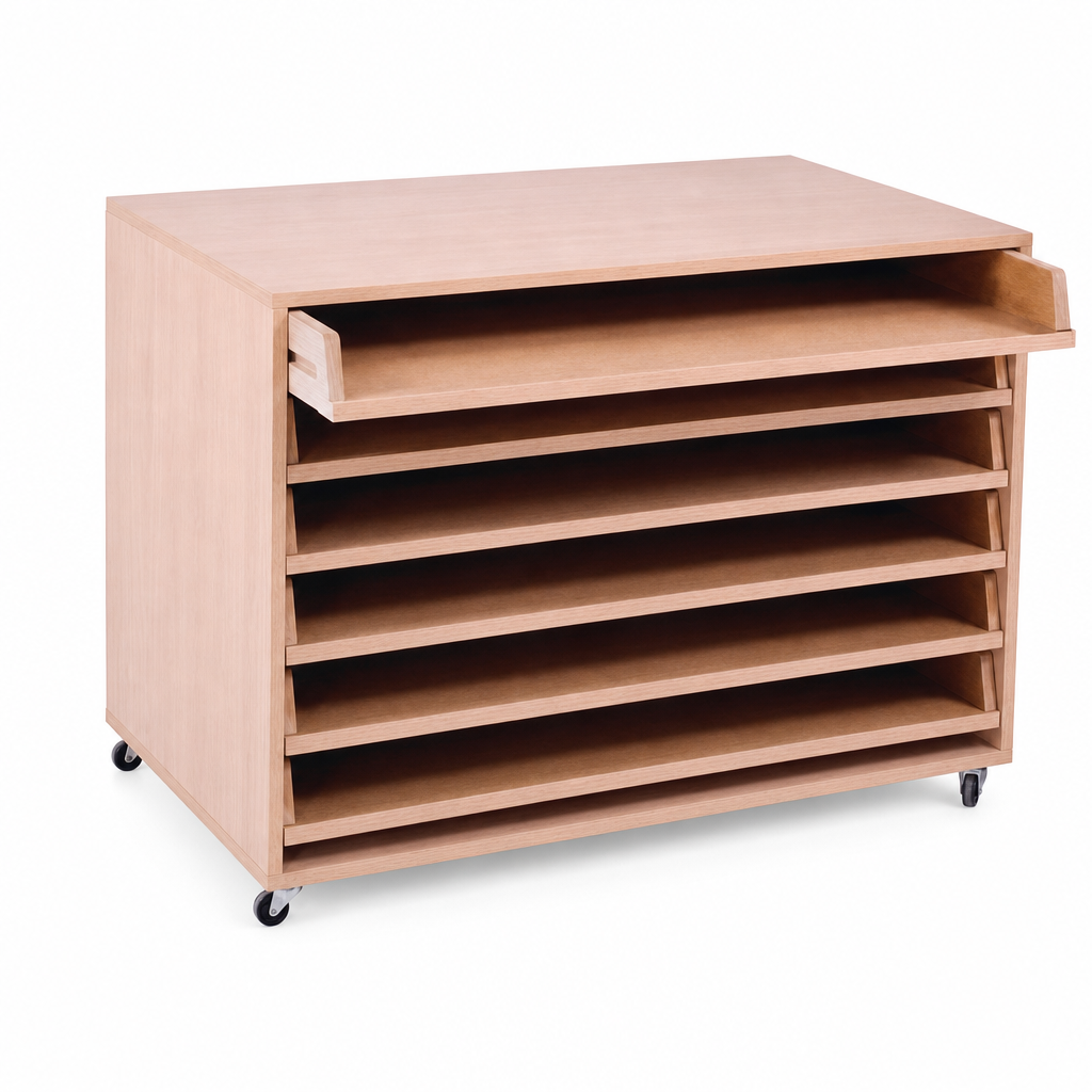 Mobile Paper Storage Unit with 6 Pull Out Drawers