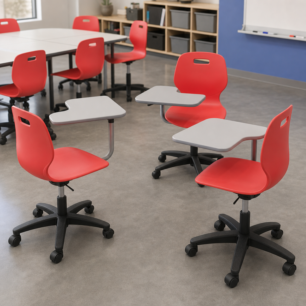 Mobile Stackable School Chair with Writing Tablet