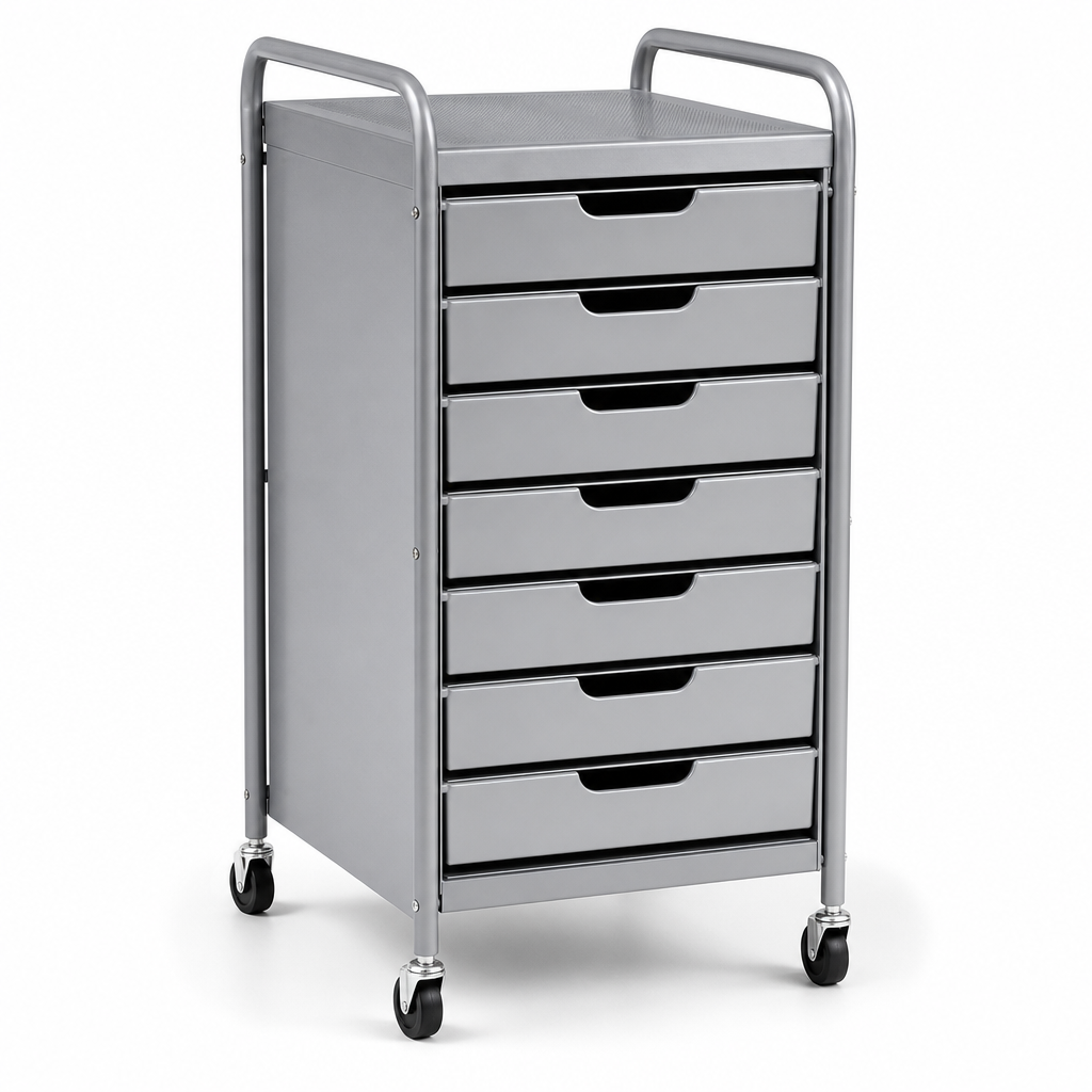 Mobile Storage Trolley with 8 Drawers - Grey