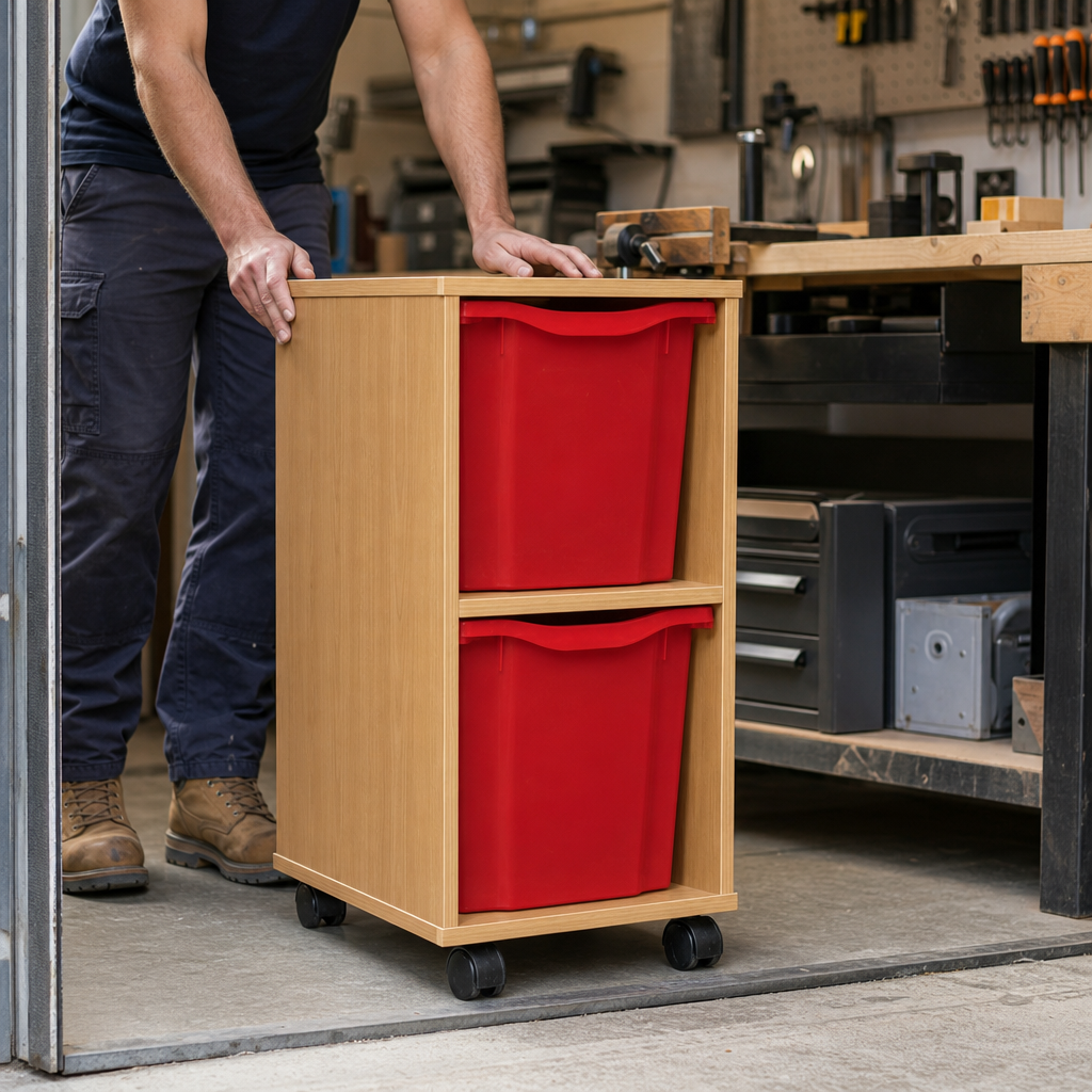 Mobile Storage Unit with 2 Quad Tray Columns
