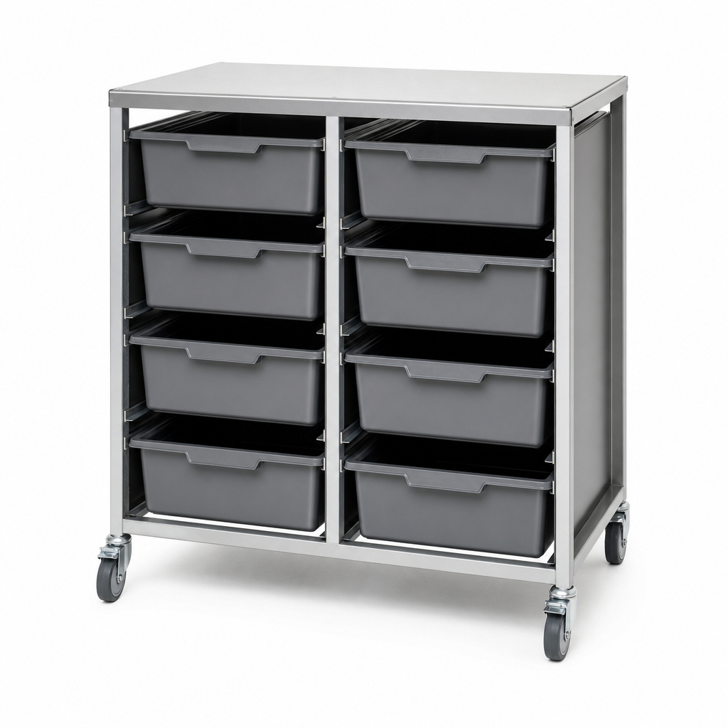 Mobile Storage Unit with 2 Quad Tray Columns