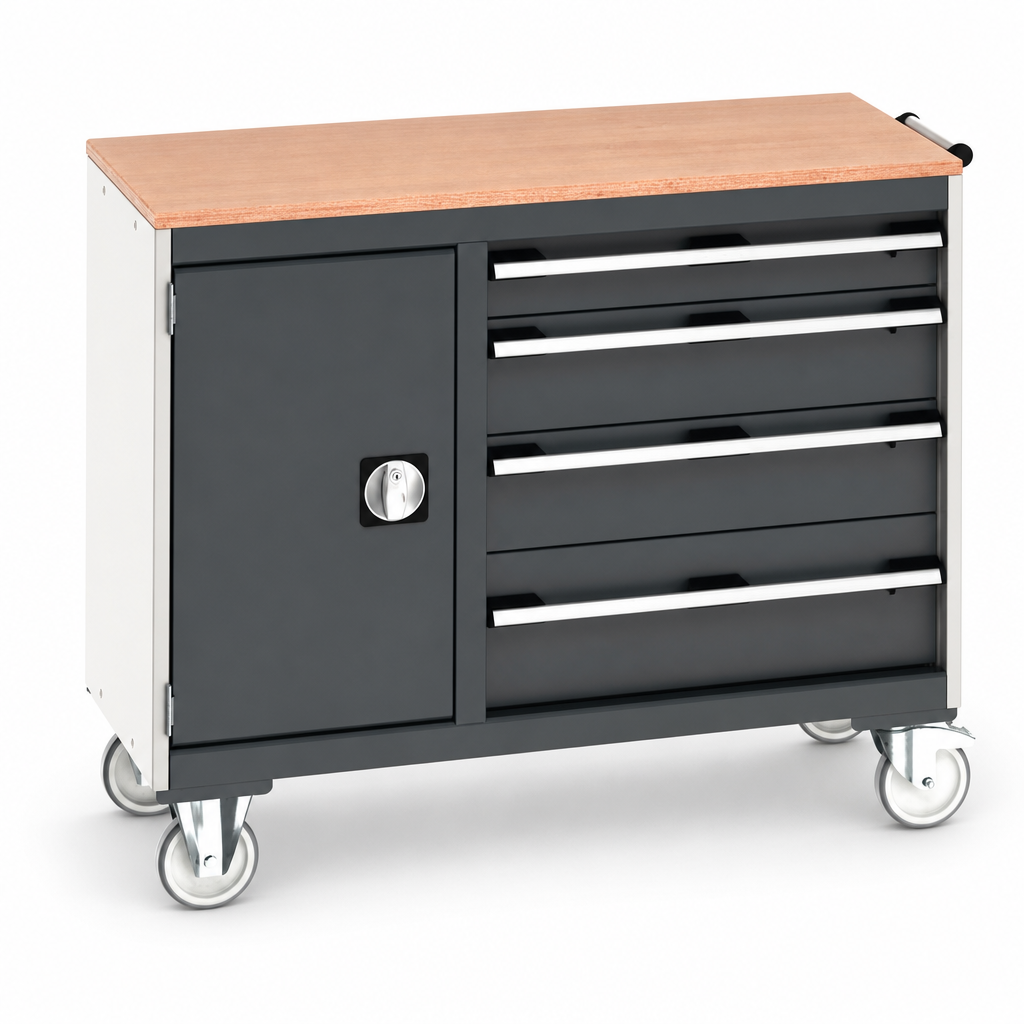 Mobile Tool Storage Cabinet with Drawers and Worktop 1050mm