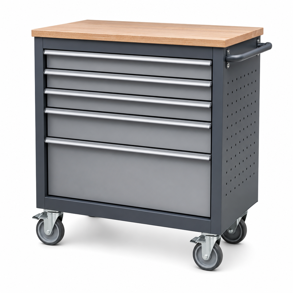 Mobile Tool Storage Cabinet with Drawers and Worktop 1050mm