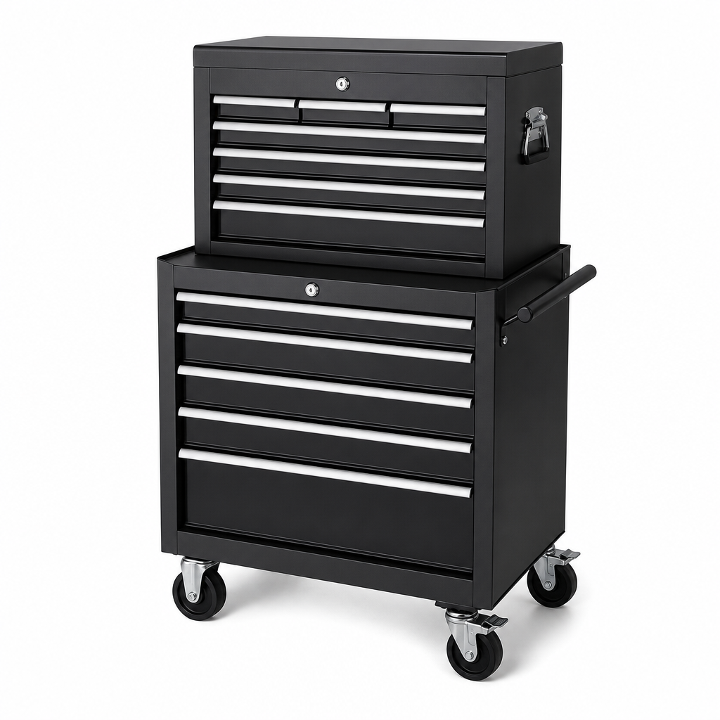 Mobile Tool Trolley With Top Box and Drawer Storage