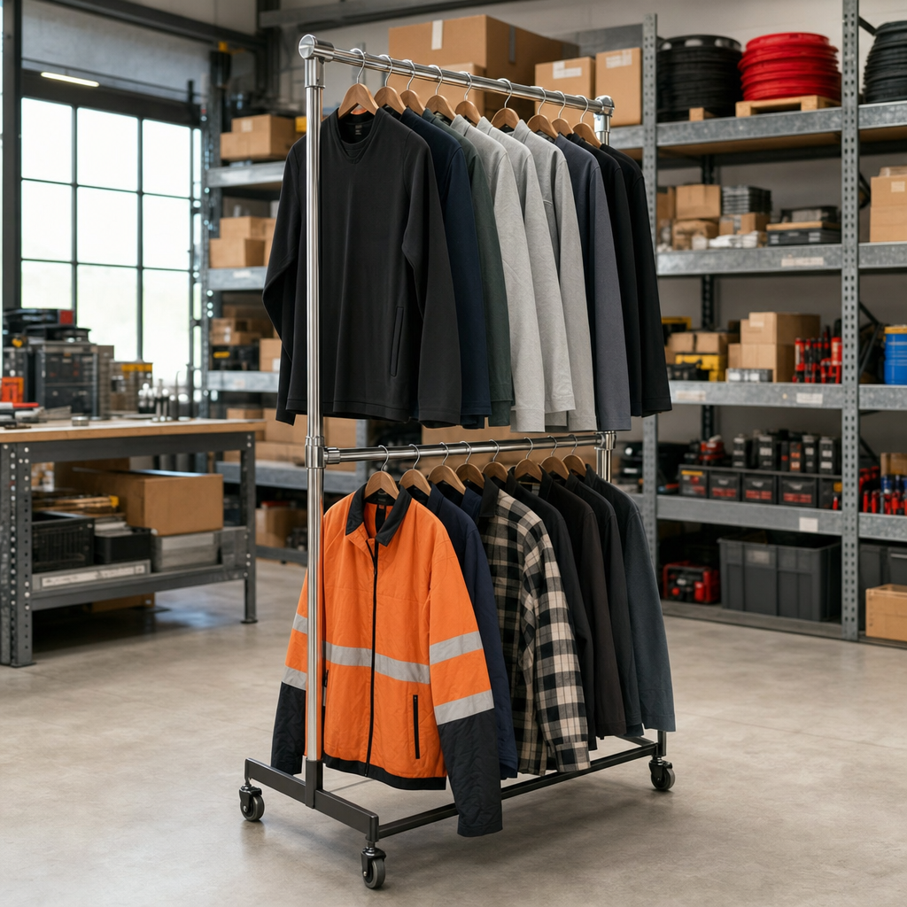 Mobile Twin Top Clothes Rail with Hangers