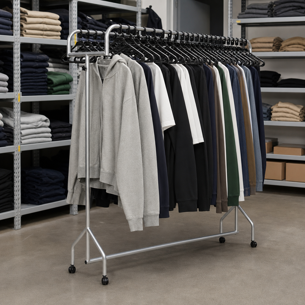 Mobile Twin Top Clothes Rail with Hangers