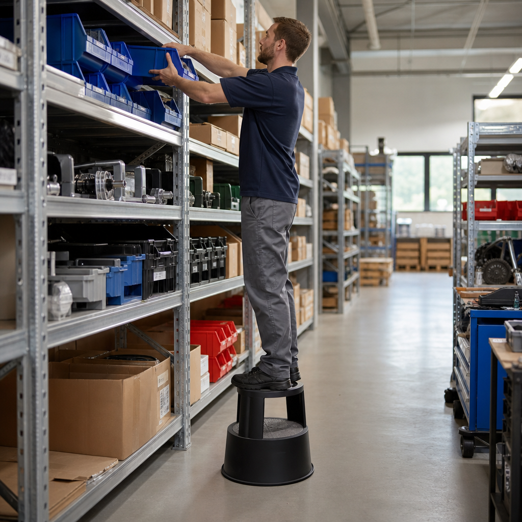 Mobile Two-Step Plastic Kick Stool 150kg Capacity