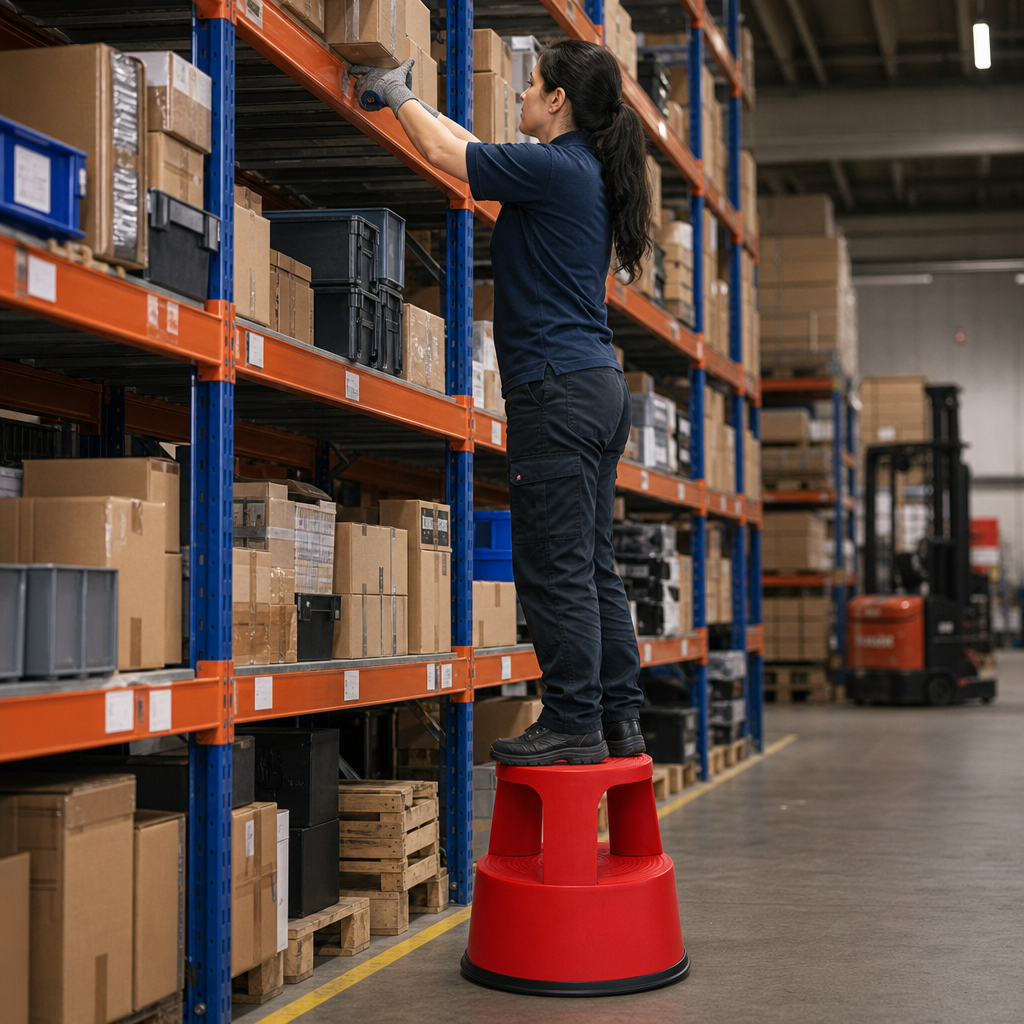 Mobile Two-Step Plastic Kick Stool 150kg Capacity