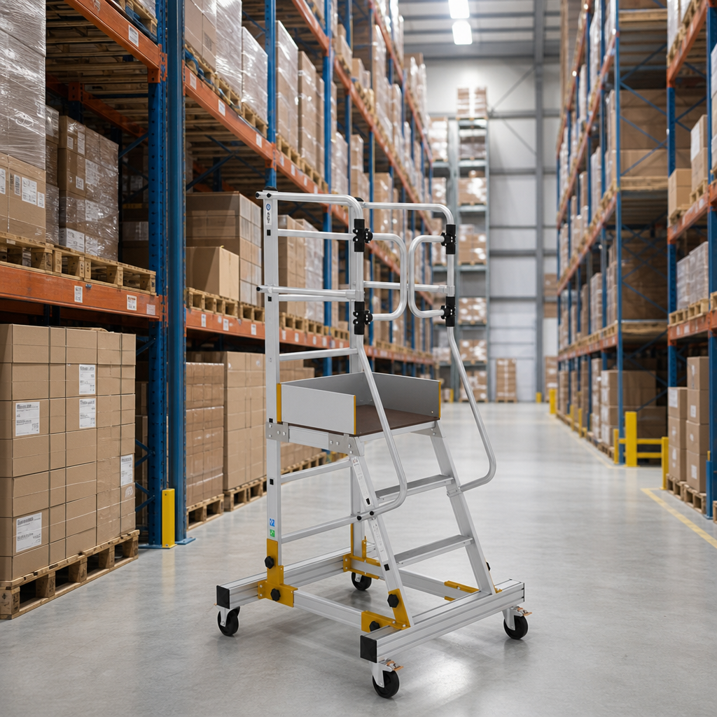 Mobile Warehouse Safety Steps with Safety Gate