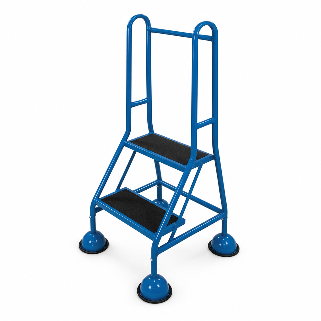 Mobile Warehouse Step Ladders with Guardrail and Anti-Slip Treads