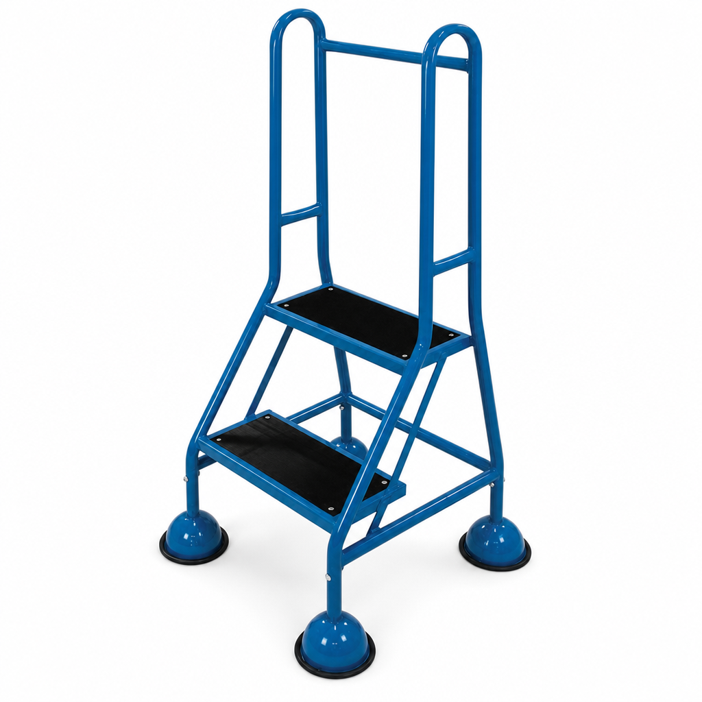 Mobile Warehouse Step Ladders with Guardrail and Rubber Treads