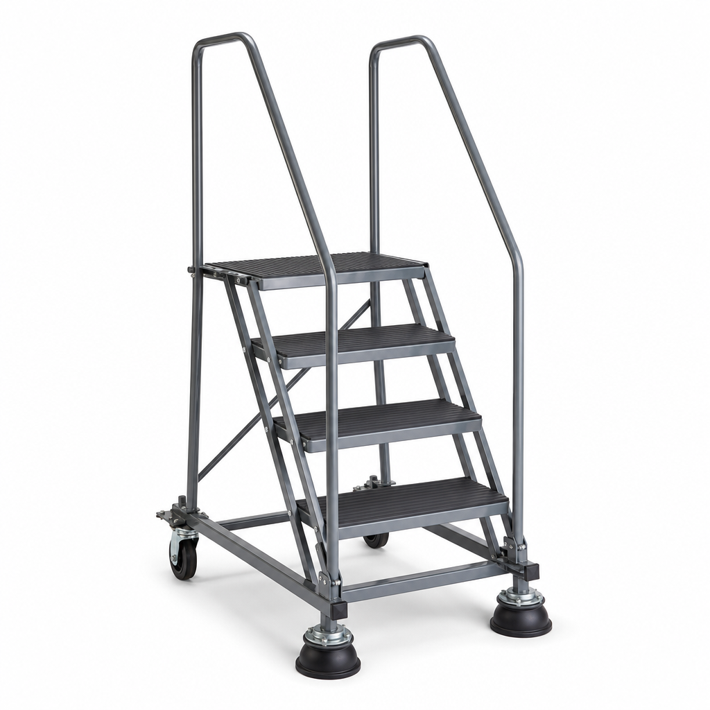 Mobile Warehouse Step Ladders with Rubber Treads and Domed Feet