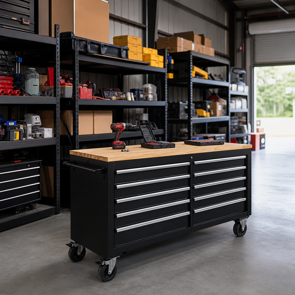 Mobile Workbench with 10 Drawers and Choice of Top