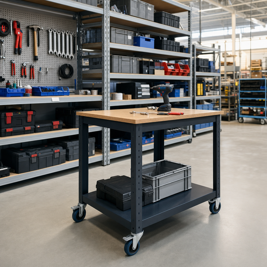 Mobile Workbench with Chipboard Top, 915mm High