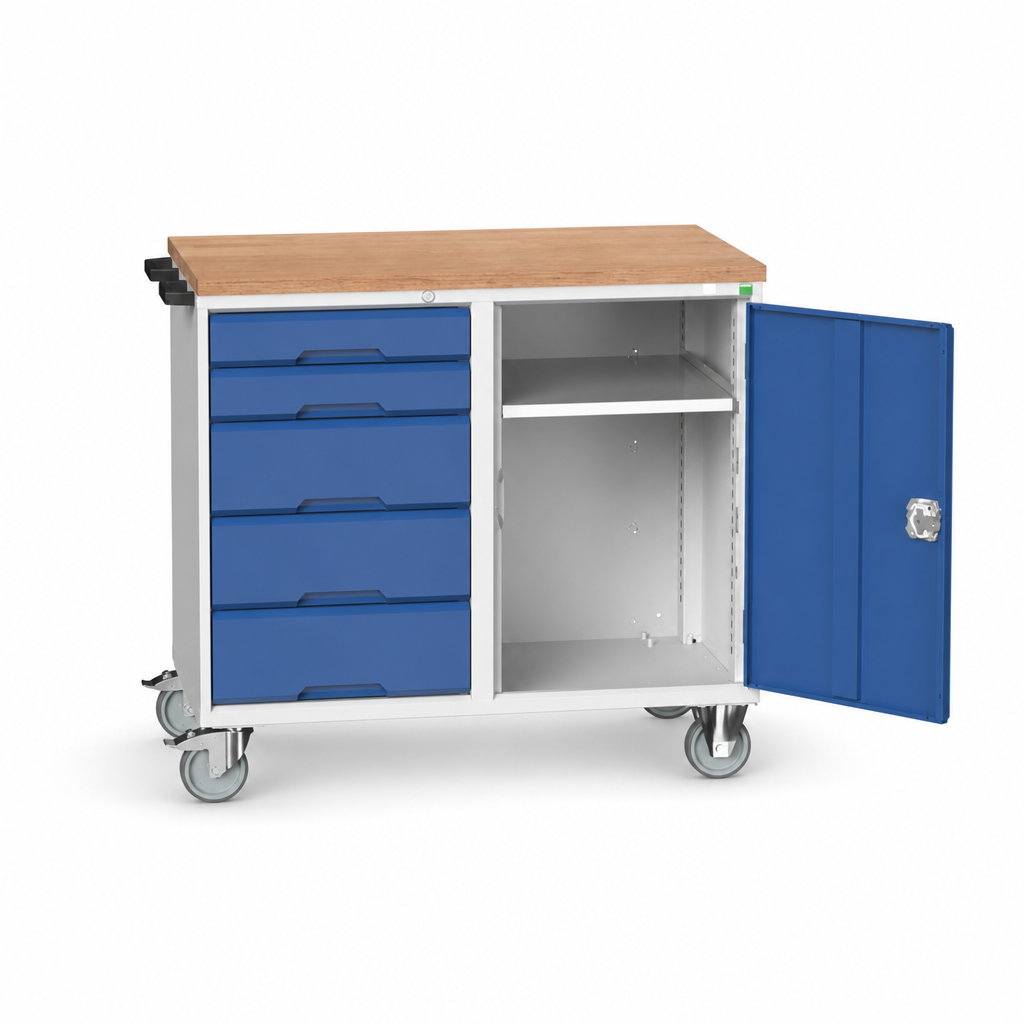 Mobile Workbench with Cupboard and 5 Drawers