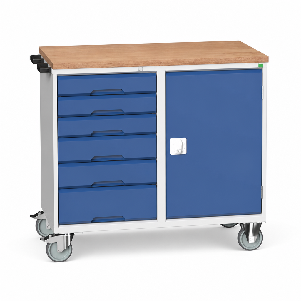 Mobile Workbench with Cupboard and 6 Drawers